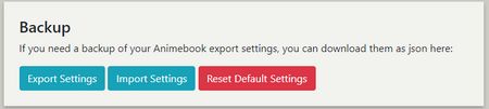 Animebook import settings